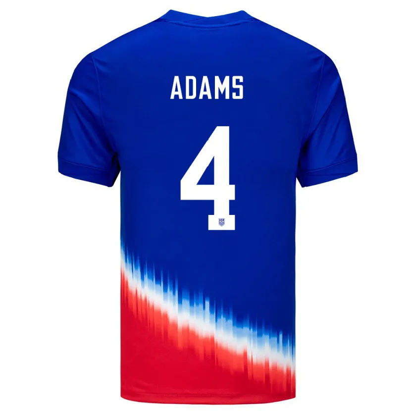 Danxen Kinderen Verenigde Staten Tyler Adams #4 Blauw Uitshirt Uittenue 24-26 T-Shirt