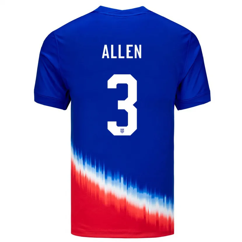Danxen Kinderen Verenigde Staten Noah Allen #3 Blauw Uitshirt Uittenue 24-26 T-Shirt
