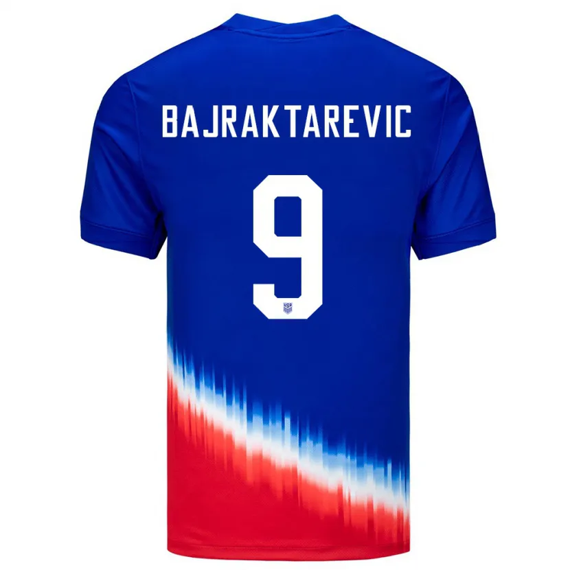 Danxen Kinderen Verenigde Staten Esmir Bajraktarevic #9 Blauw Uitshirt Uittenue 24-26 T-Shirt