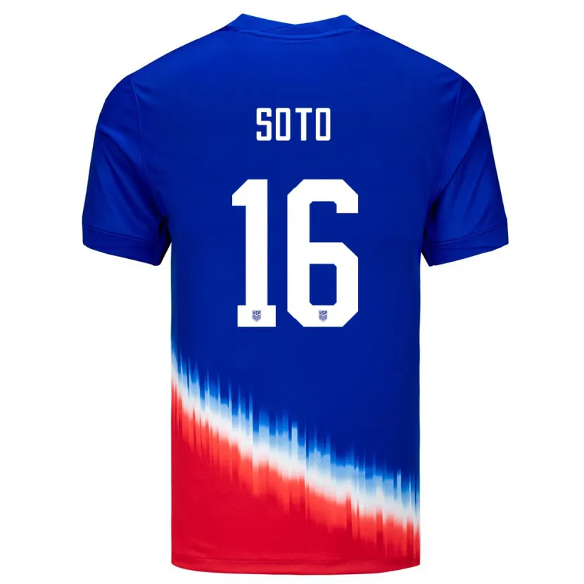 Danxen Kinderen Verenigde Staten Ezekiel Soto #16 Blauw Uitshirt Uittenue 24-26 T-Shirt