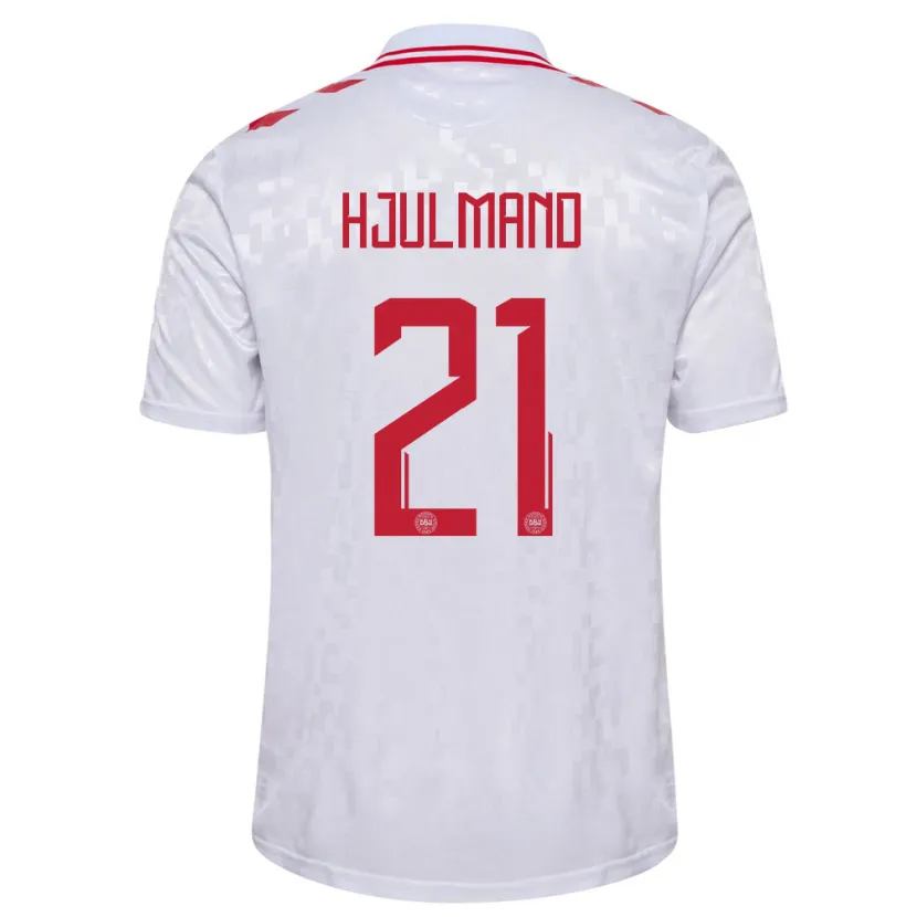 Danxen Kinderen Denemarken Morten Hjulmand #21 Wit Uitshirt Uittenue 24-26 T-Shirt
