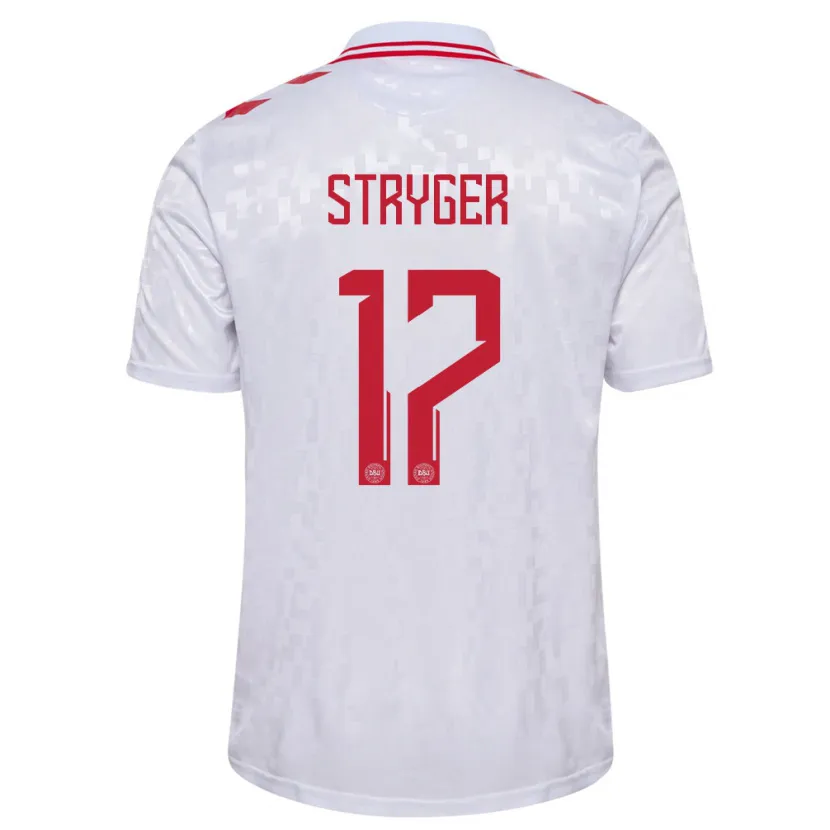 Danxen Kinderen Denemarken Jens Stryger Larsen #17 Wit Uitshirt Uittenue 24-26 T-Shirt