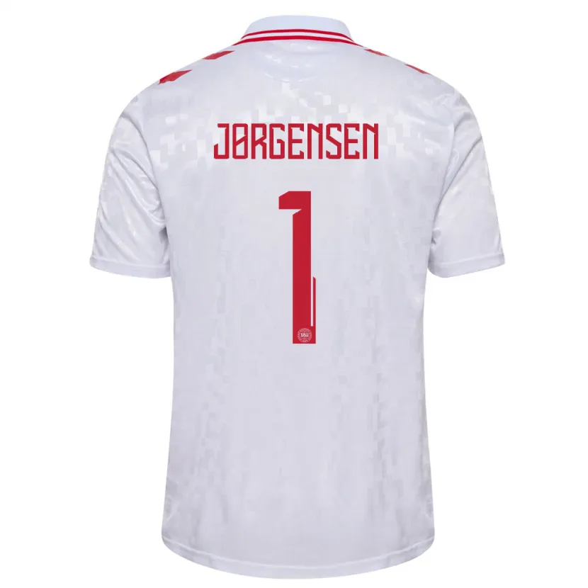 Danxen Kinderen Denemarken Filip Jørgensen #1 Wit Uitshirt Uittenue 24-26 T-Shirt