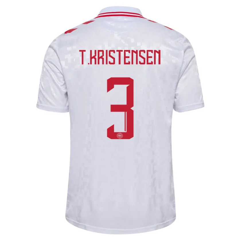Danxen Kinderen Denemarken Thomas Kristensen #3 Wit Uitshirt Uittenue 24-26 T-Shirt