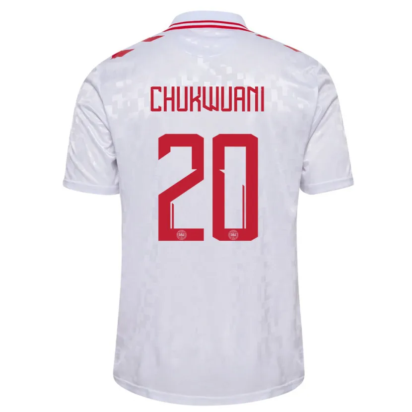 Danxen Kinderen Denemarken Tochi Chukwuani #20 Wit Uitshirt Uittenue 24-26 T-Shirt