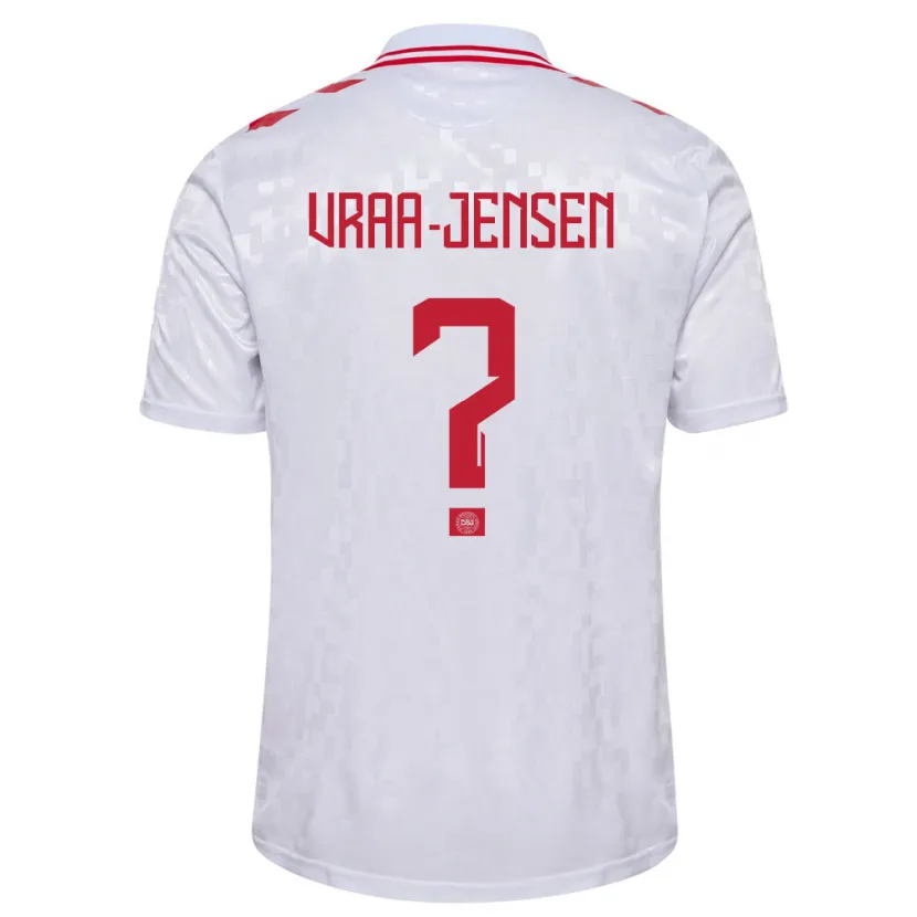Danxen Kinderen Denemarken Ludwig Vraa-Jensen #0 Wit Uitshirt Uittenue 24-26 T-Shirt