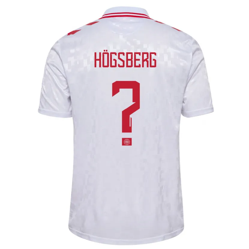 Danxen Kinderen Denemarken Lucas Högsberg #0 Wit Uitshirt Uittenue 24-26 T-Shirt