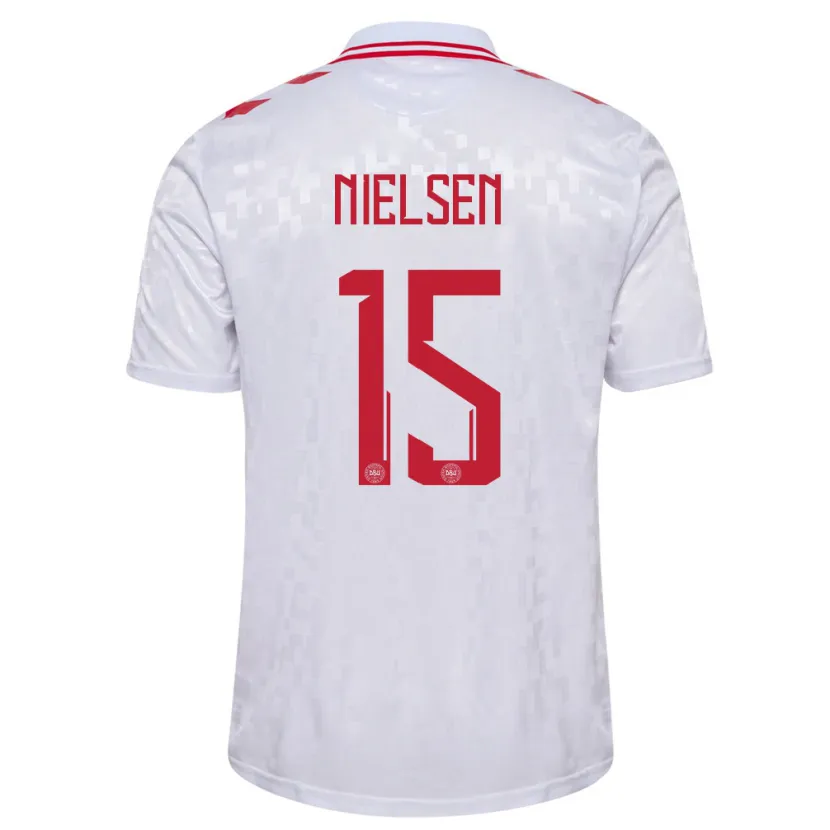 Danxen Kinderen Denemarken Villads Nielsen #15 Wit Uitshirt Uittenue 24-26 T-Shirt