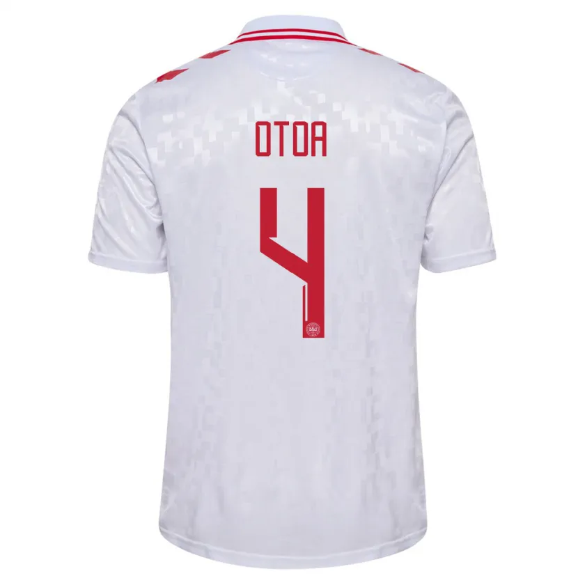 Danxen Kinderen Denemarken Sebastian Otoa #4 Wit Uitshirt Uittenue 24-26 T-Shirt