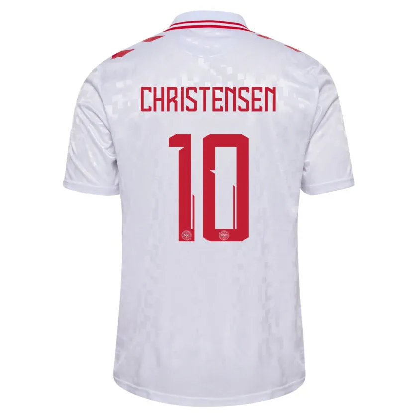 Danxen Kinderen Denemarken Gustav Christensen #10 Wit Uitshirt Uittenue 24-26 T-Shirt
