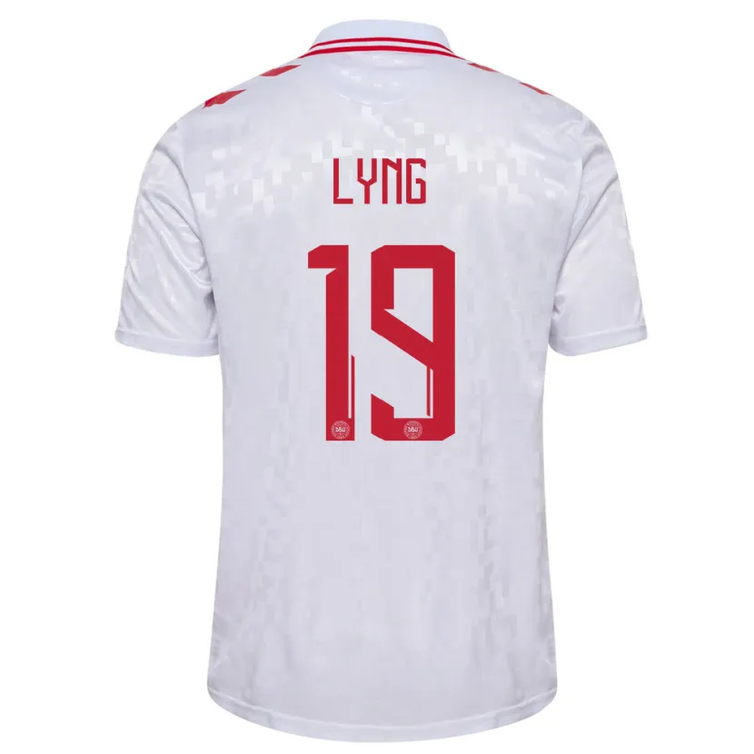 Danxen Kinderen Denemarken Alexander Lyng #19 Wit Uitshirt Uittenue 24-26 T-Shirt