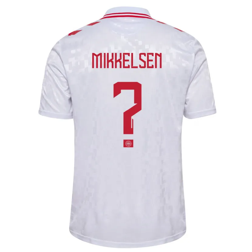 Danxen Kinderen Denemarken Sebastian Mikkelsen #0 Wit Uitshirt Uittenue 24-26 T-Shirt