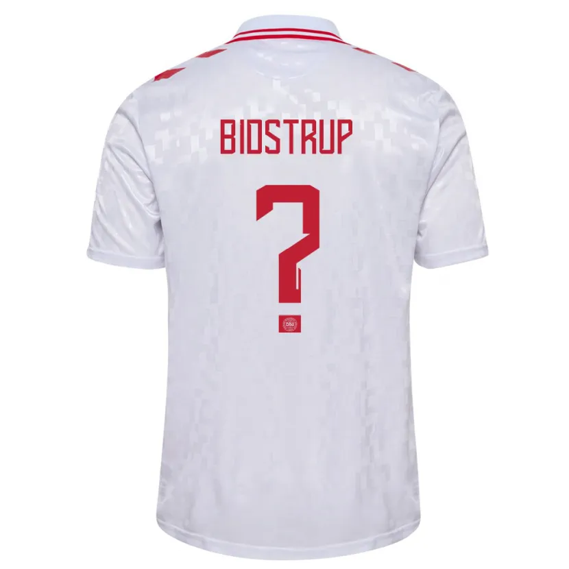 Danxen Kinderen Denemarken Hjalte Bidstrup #0 Wit Uitshirt Uittenue 24-26 T-Shirt