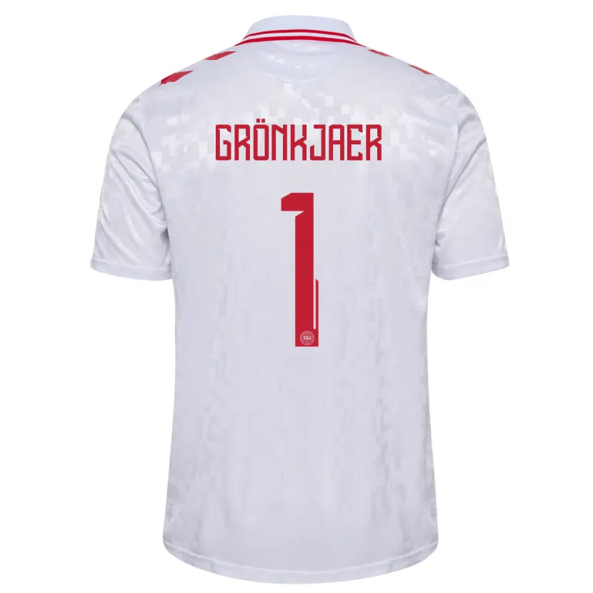 Danxen Kinderen Denemarken Bertil Grönkjaer #1 Wit Uitshirt Uittenue 24-26 T-Shirt