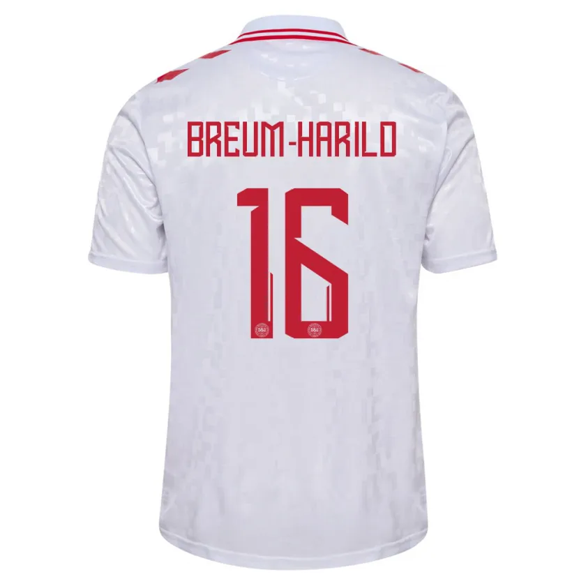 Danxen Kinderen Denemarken Tobias Breum-Harild #16 Wit Uitshirt Uittenue 24-26 T-Shirt