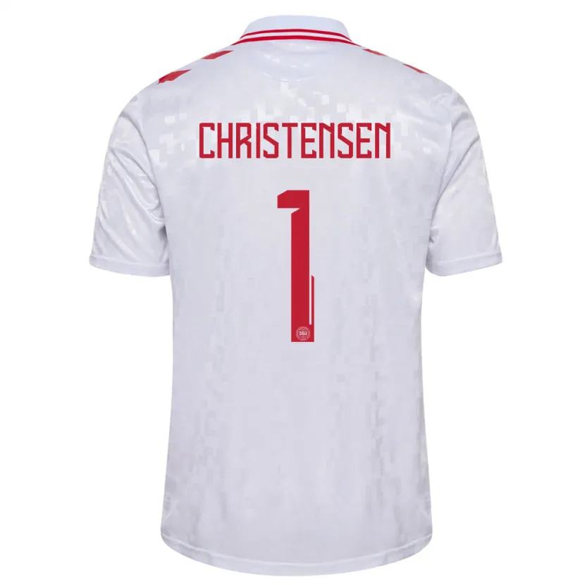Danxen Kinderen Denemarken Lene Christensen #1 Wit Uitshirt Uittenue 24-26 T-Shirt