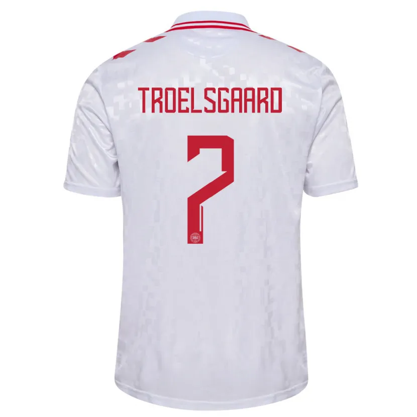 Danxen Kinderen Denemarken Sanne Troelsgaard #7 Wit Uitshirt Uittenue 24-26 T-Shirt
