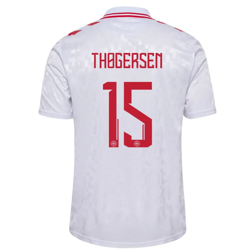 Danxen Kinderen Denemarken Frederikke Thøgersen #15 Wit Uitshirt Uittenue 24-26 T-Shirt