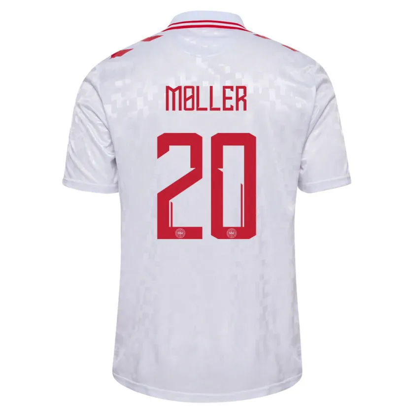 Danxen Kinderen Denemarken Caroline Møller #20 Wit Uitshirt Uittenue 24-26 T-Shirt