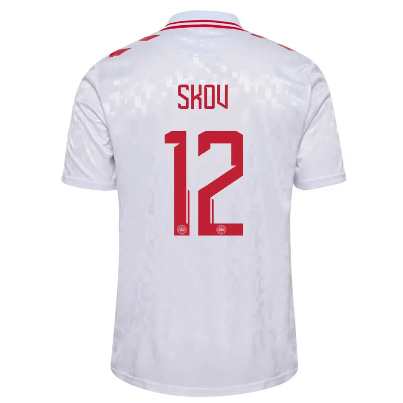 Danxen Kinderen Denemarken Robert Skov #12 Wit Uitshirt Uittenue 24-26 T-Shirt