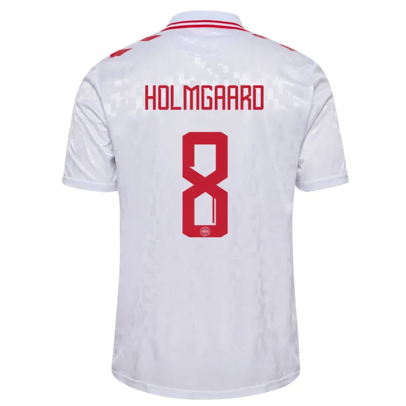 Danxen Kinderen Denemarken Sara Holmgaard #8 Wit Uitshirt Uittenue 24-26 T-Shirt