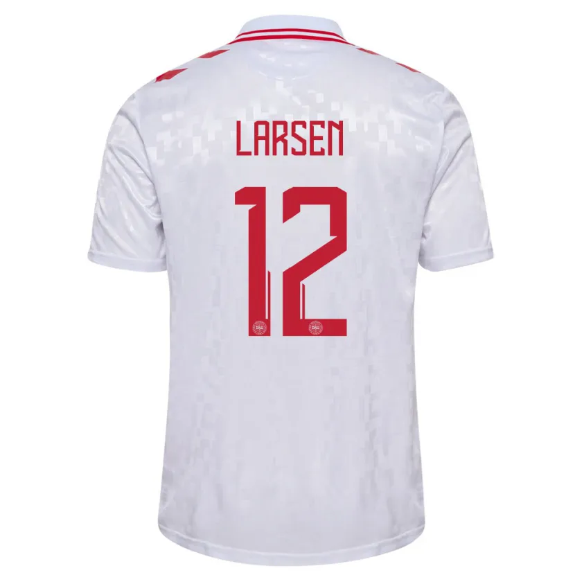 Danxen Kinderen Denemarken Stine Larsen #12 Wit Uitshirt Uittenue 24-26 T-Shirt
