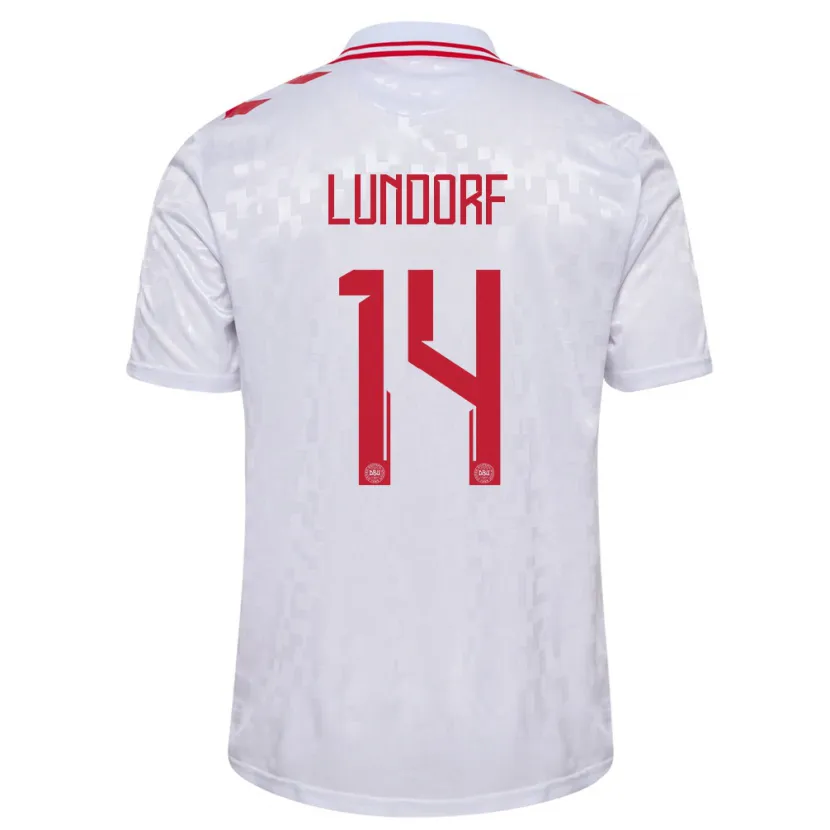 Danxen Kinderen Denemarken Matilde Lundorf #14 Wit Uitshirt Uittenue 24-26 T-Shirt