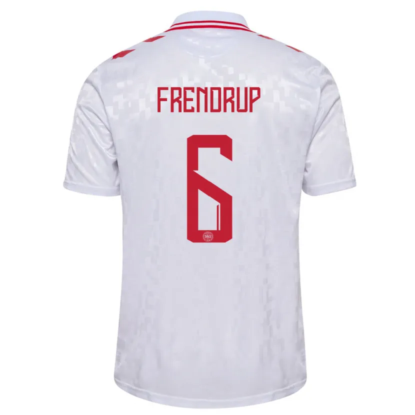 Danxen Kinderen Denemarken Morten Frendrup #6 Wit Uitshirt Uittenue 24-26 T-Shirt