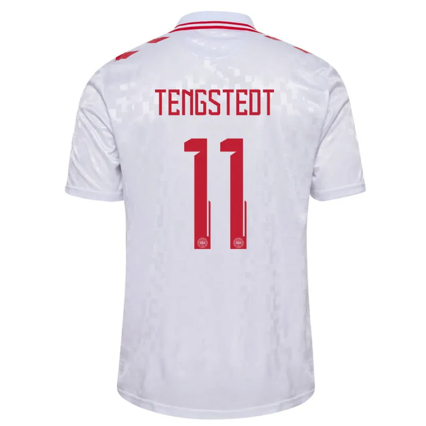 Danxen Kinderen Denemarken Casper Tengstedt #11 Wit Uitshirt Uittenue 24-26 T-Shirt