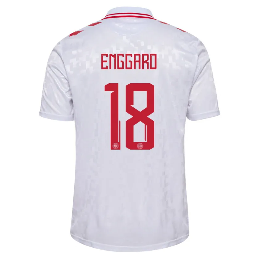Danxen Kinderen Denemarken Mads Enggard #18 Wit Uitshirt Uittenue 24-26 T-Shirt