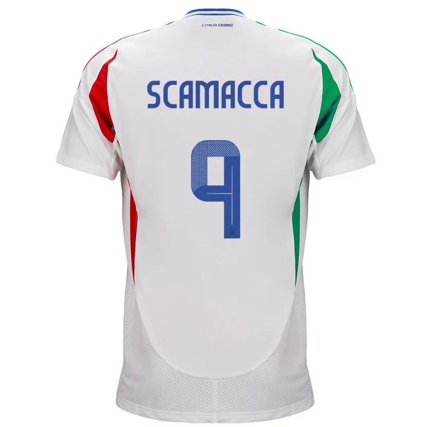 Danxen Kinderen Italië Gianluca Scamacca #9 Wit Uitshirt Uittenue 24-26 T-Shirt