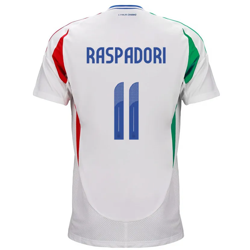 Danxen Kinderen Italië Giacomo Raspadori #11 Wit Uitshirt Uittenue 24-26 T-Shirt