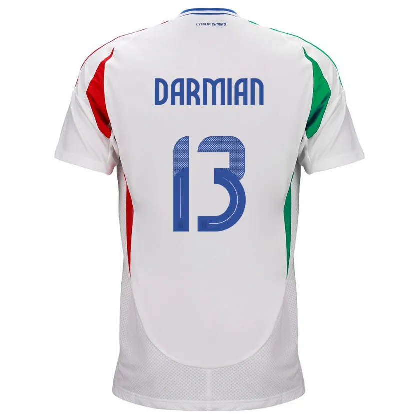 Danxen Kinderen Italië Matteo Darmian #13 Wit Uitshirt Uittenue 24-26 T-Shirt