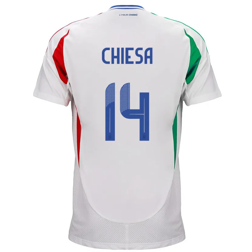 Danxen Kinderen Italië Federico Chiesa #14 Wit Uitshirt Uittenue 24-26 T-Shirt
