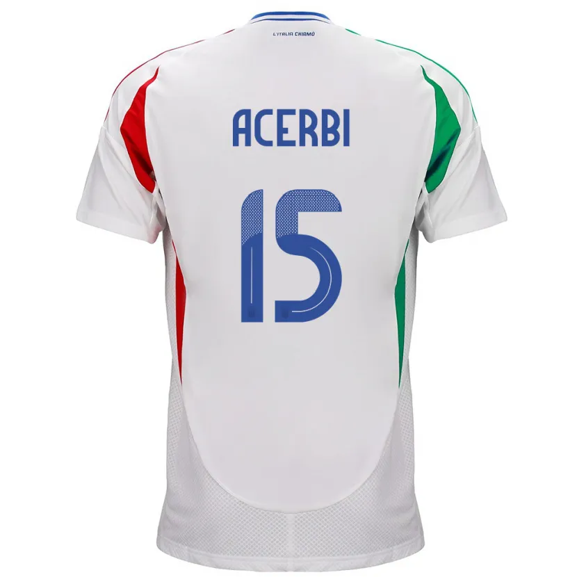 Danxen Kinderen Italië Francesco Acerbi #15 Wit Uitshirt Uittenue 24-26 T-Shirt