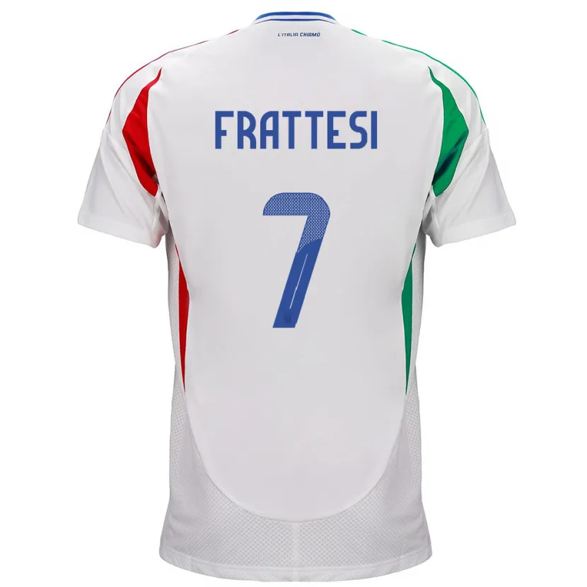 Danxen Kinderen Italië Davide Frattesi #7 Wit Uitshirt Uittenue 24-26 T-Shirt