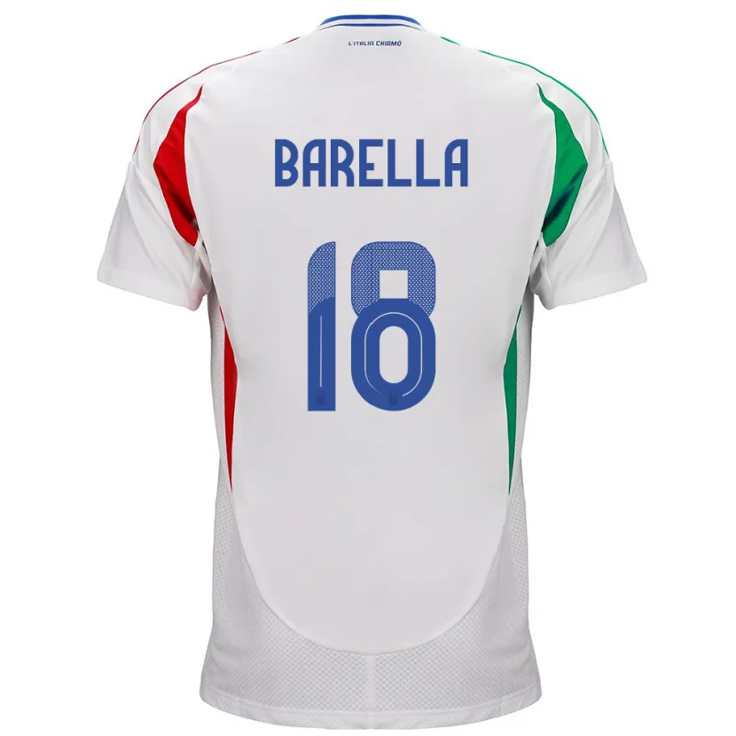 Danxen Kinderen Italië Nicolò Barella #18 Wit Uitshirt Uittenue 24-26 T-Shirt