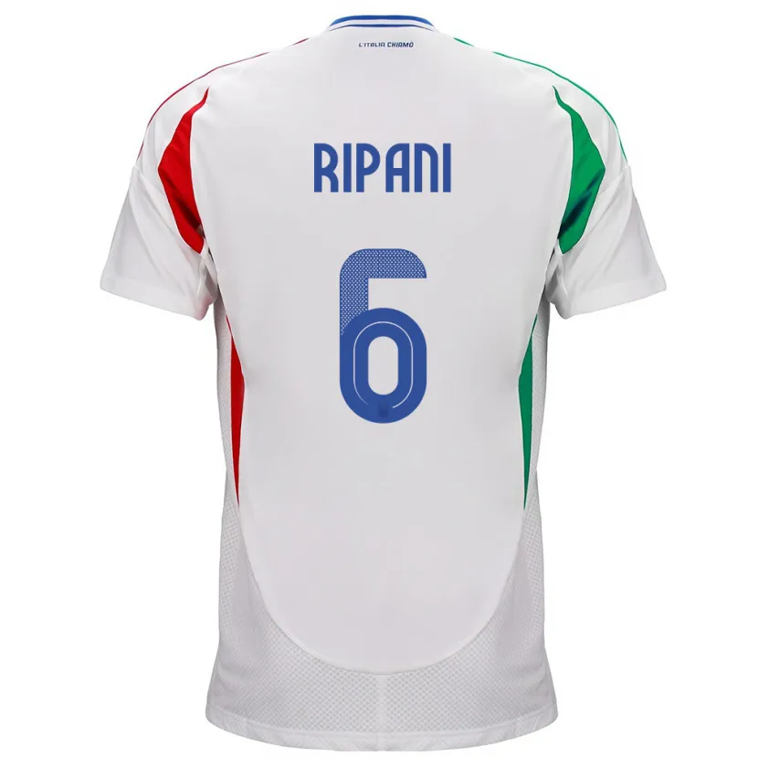 Danxen Kinderen Italië Diego Ripani #6 Wit Uitshirt Uittenue 24-26 T-Shirt