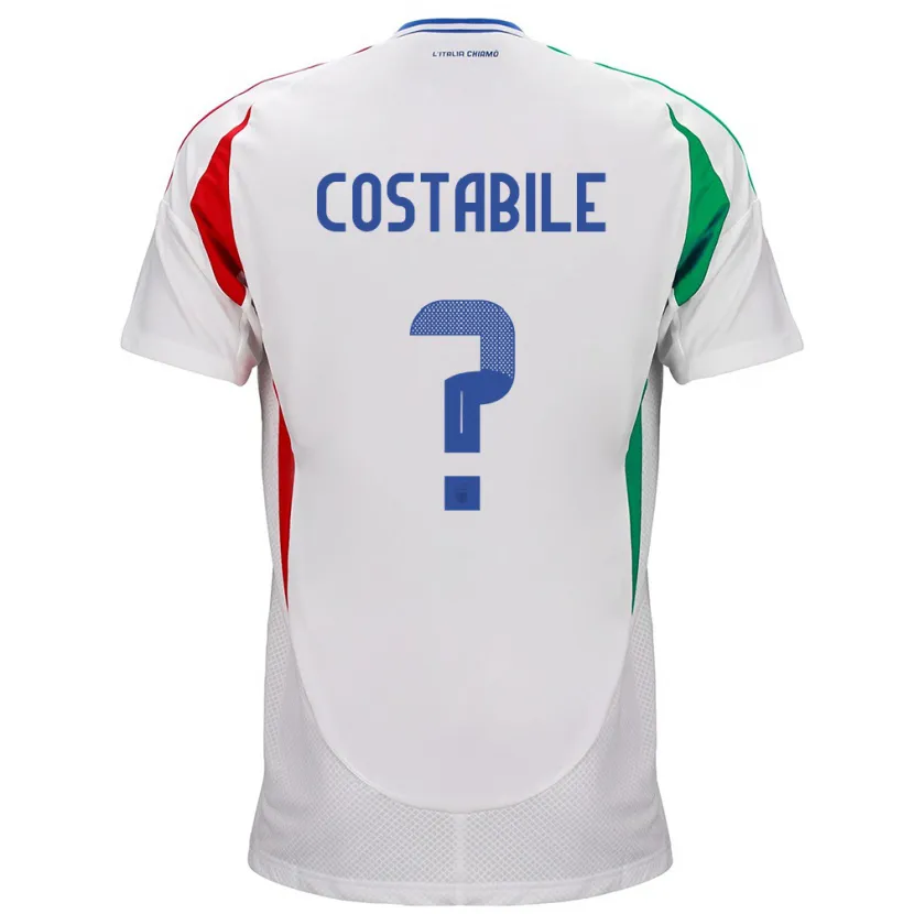 Danxen Kinderen Italië Cristian Costabile #0 Wit Uitshirt Uittenue 24-26 T-Shirt