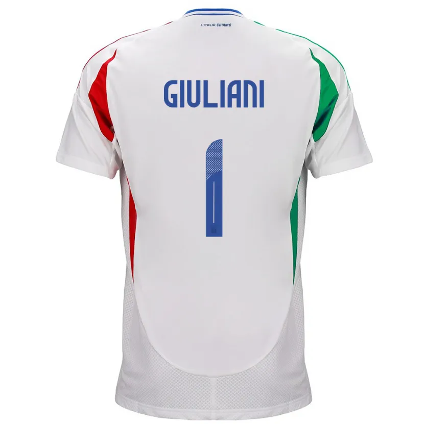 Danxen Kinderen Italië Laura Giuliani #1 Wit Uitshirt Uittenue 24-26 T-Shirt