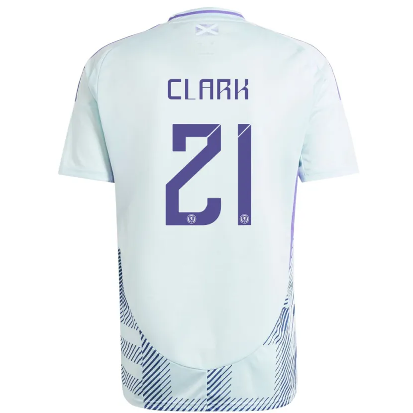 Danxen Kinderen Schotland Zander Clark #21 Licht Mintblauw Uitshirt Uittenue 24-26 T-Shirt