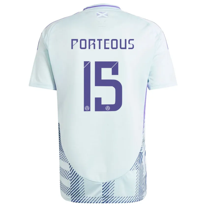 Danxen Kinderen Schotland Ryan Porteous #15 Licht Mintblauw Uitshirt Uittenue 24-26 T-Shirt