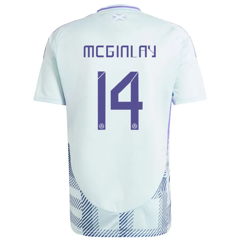 Danxen Kinderen Schotland Aiden Mcginlay #14 Licht Mintblauw Uitshirt Uittenue 24-26 T-Shirt