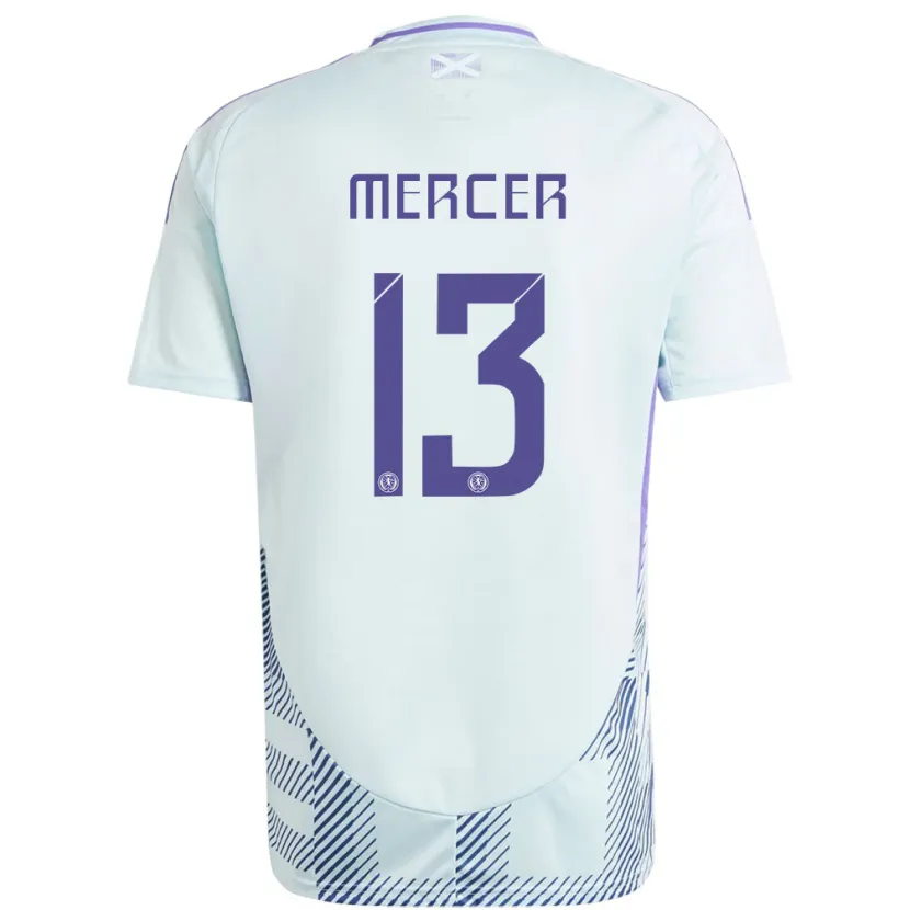 Danxen Kinderen Schotland Jamie Mercer #13 Licht Mintblauw Uitshirt Uittenue 24-26 T-Shirt