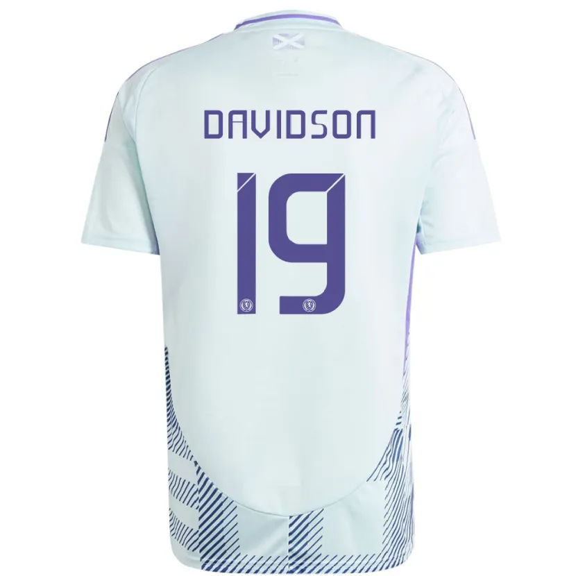 Danxen Kinderen Schotland Lauren Davidson #19 Licht Mintblauw Uitshirt Uittenue 24-26 T-Shirt