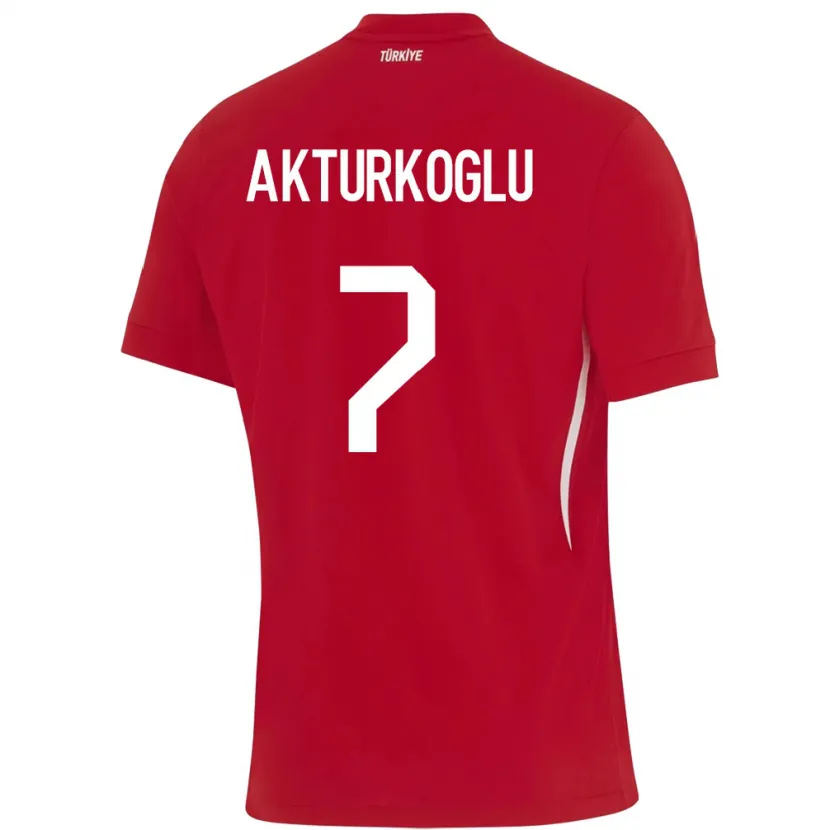 Danxen Kinderen Turkije Kerem Aktürkoğlu #7 Rood Uitshirt Uittenue 24-26 T-Shirt
