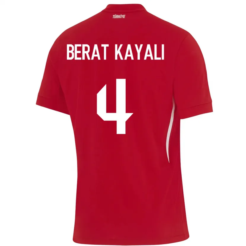 Danxen Kinderen Turkije Hasan Berat Kayalı #4 Rood Uitshirt Uittenue 24-26 T-Shirt