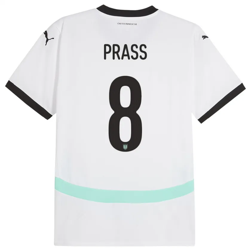 Danxen Kinderen Oostenrijk Alexander Prass #8 Wit Uitshirt Uittenue 24-26 T-Shirt