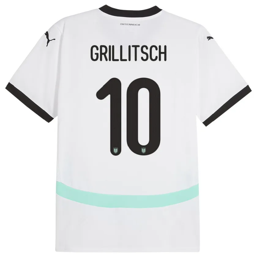 Danxen Kinderen Oostenrijk Florian Grillitsch #10 Wit Uitshirt Uittenue 24-26 T-Shirt