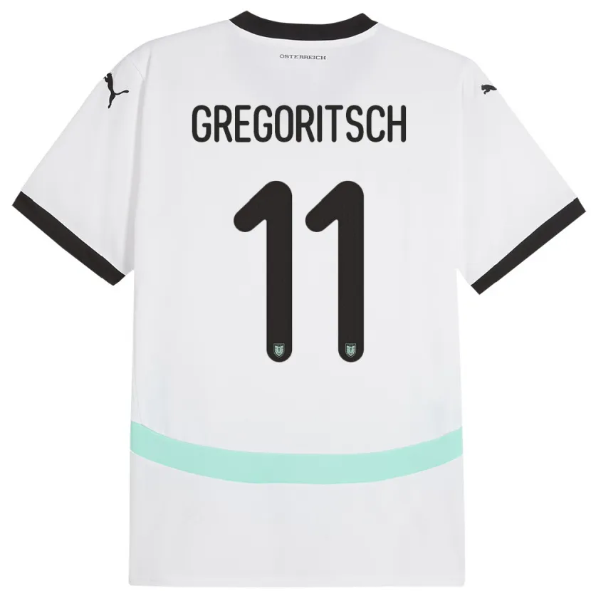 Danxen Kinderen Oostenrijk Michael Gregoritsch #11 Wit Uitshirt Uittenue 24-26 T-Shirt